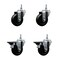 Service Caster 35 Inch Soft Rubber 38 Inch Threaded Stem Caster Set 2 Brakes SCC SCC-TS20S3514-SRS-381615-2-PLB-2 - alternate 1
